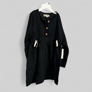 Little James NEW minimalist black preppy mid length dress girls size 6-7